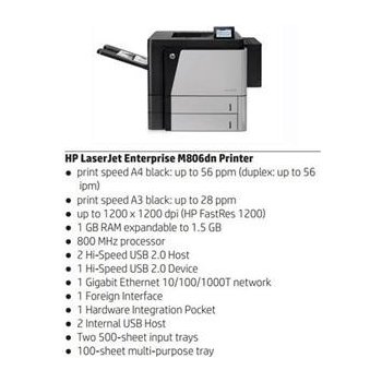 HP LaserJet Enterprise 800 M806dn CZ244A