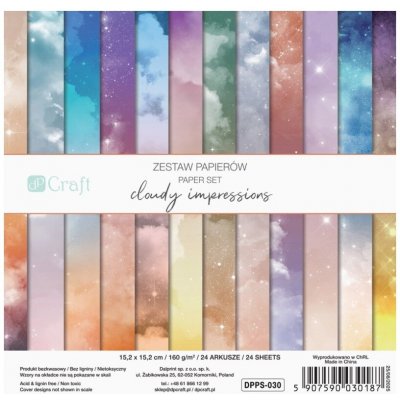 Dp Craft Sada jednostranných papírů 15,2 × 15,2 cm Cloudy Impressions 24 ks – Zboží Dáma