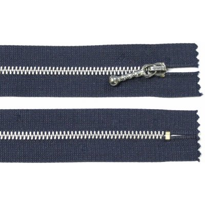 WICO Kovový zip no.3 nerozepínací 16cm tmavě modrý (stříbrné zoubky) ozdobný jezdec – Hledejceny.cz