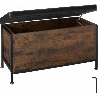 tectake 404638 sedací s polstrováním calico 81,5 x 41,5 x 50,5 cm Industrial tmavé dřevo – Sleviste.cz