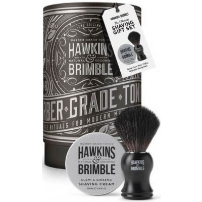 Hawkins & Brimble Natural Grooming Elemi & Ginseng krém na holení 100 ml + štětka na holení dárková sada – Zbozi.Blesk.cz