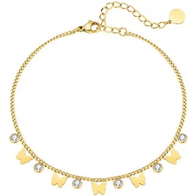 JAY Náramek na nohu se zirkony - zirkon, motýl JAY-9041-ZS56173 Zlatá – Zboží Dáma