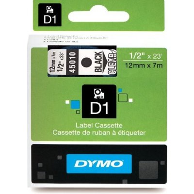 Páska Dymo D1 12 mm x 7m, černý tisk/průhledný podklad, 45010, S0720500 – Zboží Mobilmania