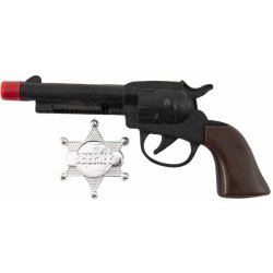 Teddies pistole Kolt klapací + šerifská hvězda kovboj plast 20cm