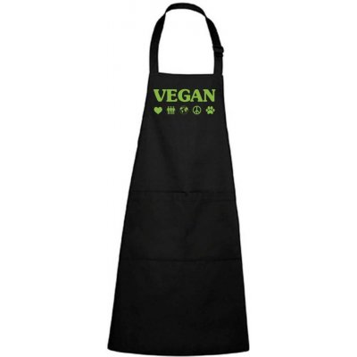 Dobrý Triko Zástěra s potiskem Vegan symboly Černá – Hledejceny.cz