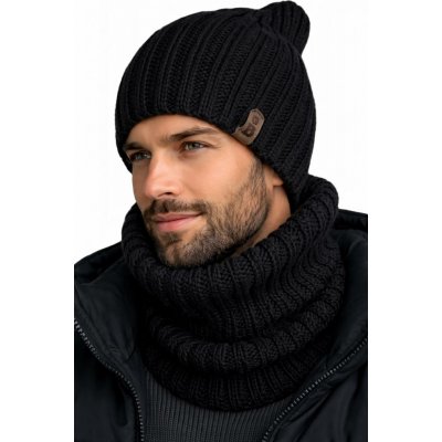 Fashionweek Pánská zimní sada čepice a nákrčník s vlnou S2845 Černá – Hledejceny.cz
