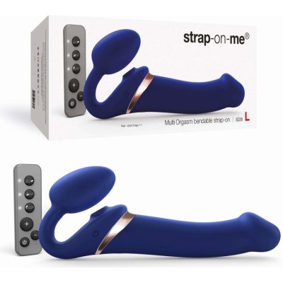 Strap-On-Me Silikonové připínací strap less dildo bez popruhů s dálkovým ovládáním vibrací Multi Orgasm Bendable Strap on L – Zboží Mobilmania