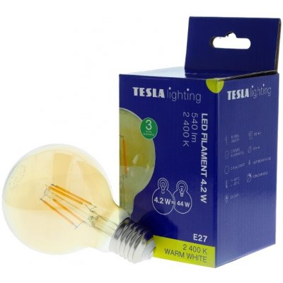 Tesla Lighting LED žárovka Globe G80 Vintage E27, 4,2 W, 540 lm, 2400 K – Hledejceny.cz