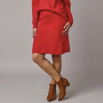 Rovná sukně z úpletu se vzorem červená – Zboží Mobilmania