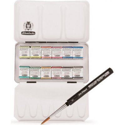 Schmincke Horadam Sada akvarelových barev v polovičních pánvičkách v kovovém boxu 12 ks – Sleviste.cz