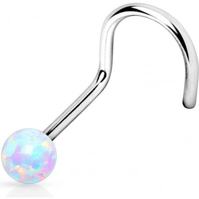 Šperky4U zahnutý piercing do nosu opál N01012-LB – Zboží Mobilmania