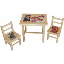 ČistéDřevo Dřevěný dětský stoleček s židličkami Tlapková patrola