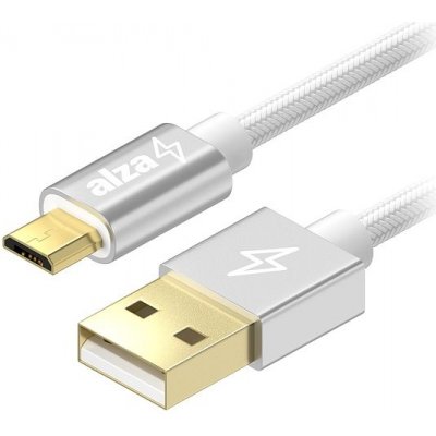 AlzaPower APW-CBMU0070S AluCore USB-A to Micro USB, 0.5m, stříbrný