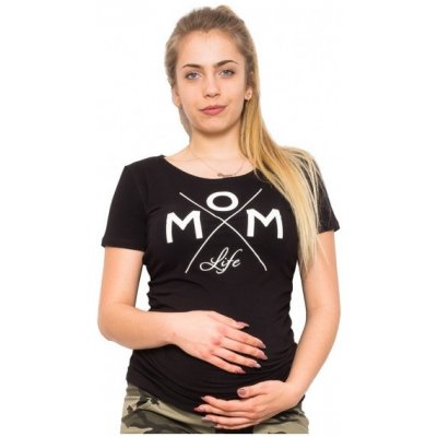 Be MaaMaa těhotenské triko Mom Life černá – Sleviste.cz