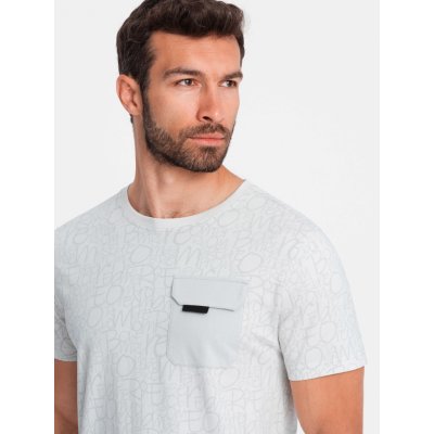 Ombre Clothing pánské tričko s krátkým rukávem Tustor bílo-šedá – Zboží Dáma
