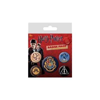 CurePink placky Harry Potter Hogwarts set 5 kusů 25 mm 38 mm BP80485 – Zboží Mobilmania