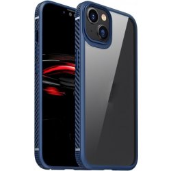 Pouzdro AppleKing nárazuvzdorné transparentní s karbonovou texturou iPhone 13 Pro - modré