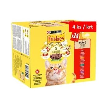 Friskies cat hovězí kuře.kachna jehně kachna ve šťávě 24 x 85 g