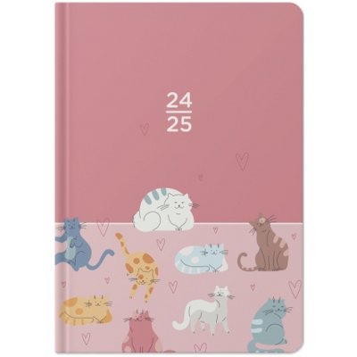 Albi Diář týdenní 18 měsíční 2024 - 2025 Růžový, kočičky 12,5 cm x 17 cm x 1,3 cm – Zboží Mobilmania