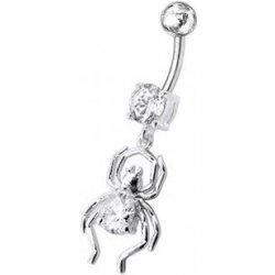 Šperky4U stříbrný piercing do pupíku pavouček BP01095-C