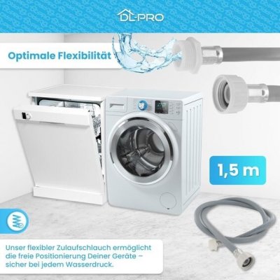 Prodlužovací hadice DL-pro 1,5 m pro pračky a myčky nádobí - UNIVERZÁLNÍ - [ROBUSTNÍ A TĚSNÁ] - Pro – Hledejceny.cz