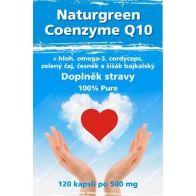Naturgreen Coenzyme Q10 + hloh omega-3 cordyceps zelený čaj česnek a šíšák bajkalský 120 tablet