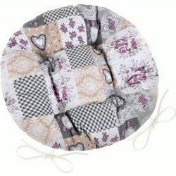 Bellatex Dita kulatý prošívaný patchwork love šedý 40 cm