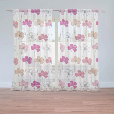 Záclony Růžové kvítí: 2 ks - 150x250 cm - Sablio – Hledejceny.cz