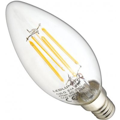 LEDlumen LED žárovka 4W COB Filament E14 470lm Teplá bílá – Zboží Mobilmania