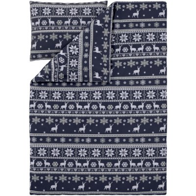 LIVARNO Fleecové povlečení tmavě modrá / bílá 140x200 70x90 – Zboží Mobilmania