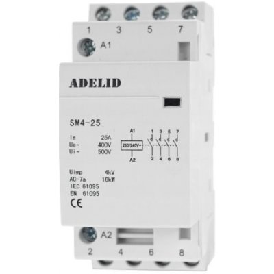 Adelid SM4 25-40-230V Modulární stykač 25-22 230V 25A 4Z 3fázový 2NO 2NC SM4 25-40-230V