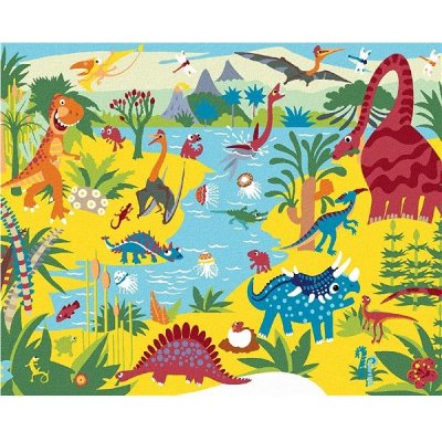 zuty Malování podle čísel Veselí dinosauři 40 x 50 cm bez rámu a bez vypnutí plátna – Hledejceny.cz