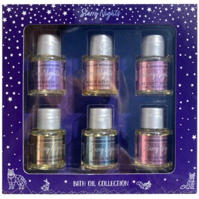 The Indulgent Bathing Co. Starry Nights Bath Oil Collection dámský dárková sada Relax Bath Oil Lavender & Lime Flower 15 ml + Refresh Bath Oil Mandarin & Bergamot 15 ml + De-Stress Bath Oil Ylang Ylan – Zboží Mobilmania