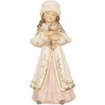 Béžová vánoční dekorace dívka s medvídkem - 8*7*17 cm - Clayre & Eef – Hledejceny.cz