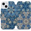 Pouzdro a kryt na mobilní telefon Apple Mobiwear flip Apple iPhone 15 - V108P Modré mandala květy