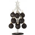 J-Line by Jolipa Skleněný stromek s černými koulemi Baubles Stars – 10*10*20 cm – Hledejceny.cz