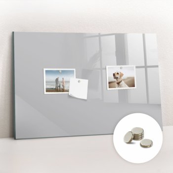 tulup Magnetická Tabule na Zeď Skleněná - Memo Board Kleněnou Přední Stranou - 5 magnetů v balení - 60 x 40 cm - Barva světle šedá