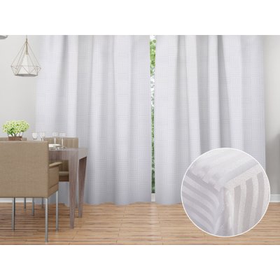 Biante Dekorační závěs Monako PM-124 Pruhovaná šachovnice bílá - šířka 140 cm 140x190 cm – Hledejceny.cz