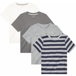 lupilu chlapecké triko 4 kusy bílá/šedá/modrá