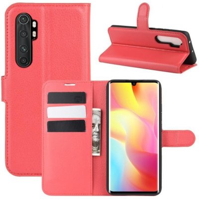 Pouzdro Litchi PU kožené peněženkové Xiaomi Mi Note 10 Lite - červené