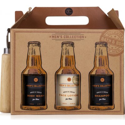 Accentra Men´s Collection sprchový gel 100 ml + mýdlo na obličej 100 ml + krém na ruce 100 ml + krém na obličej 100 ml + šampón 100 ml + balzám po holení 100 ml + otvírák na lahev. – Sleviste.cz