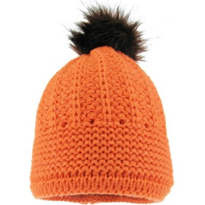 Zimní pletená čepice s bambulí oranžová – Zboží Mobilmania