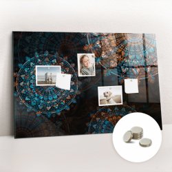 tulup Magnetická Tabule na Zeď Skleněná - Memo Board Kleněnou Přední Stranou - 5 magnetů v balení - 90 x 60 cm - Vzor mandaly