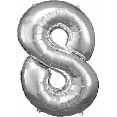 Amscan Balónek narozeninové číslo 8 štříbrné 86 cm – Zboží Mobilmania