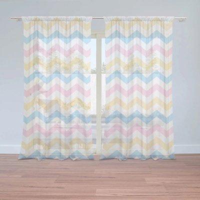 Záclony Tříbarevné klikyháky: 2 ks - 150x250 cm - Sablio – Hledejceny.cz