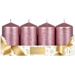Sada adventních svíček TAURUS metalická růžovo-zlatá škrab. efekt 5 x 9 cm, 4 ks – Hledejceny.cz