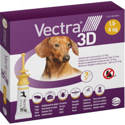 Vectra 3D Spot-on pro psy 1,5-4 kg 6 x 0,8 ml – Hledejceny.cz