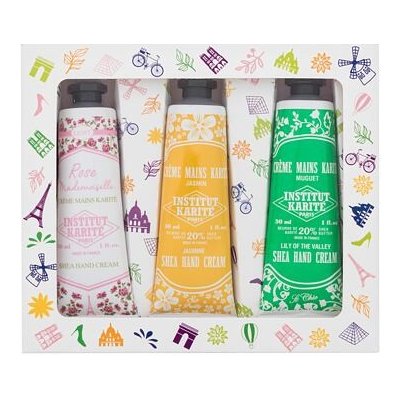 Institut Karité Shea Hand Cream krém na ruce Shea Hand Cream Lily Of The Valley 30 ml + krém na ruce Shea Hand Cream Jasmine 30 ml + krém na ruce Light Hand Cream Rose Mademoiselle 30 ml dárková sada – Hledejceny.cz