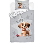 Detexpol Bambusové povlečení do postýlky Veselý pejsek šedý 100 cm x 135 cm 40 cm x 60 cm – Sleviste.cz
