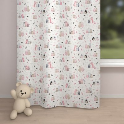 Biante Dětský bavlněný závěs Sandra SA-654 Kočičí svět růžovo-hnědý na bílém 150x150 cm – Hledejceny.cz